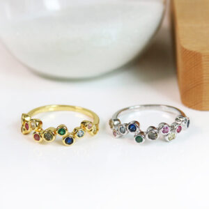 New arrive hot minimalist jewelry cubic multi gemstone colorful eternity ring xupink