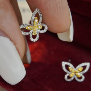 The delicate two-tone butterfly studs WX-103901