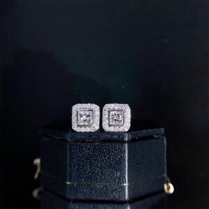 18K Gold Princess Square Diamond Stud Earrings WX-103903