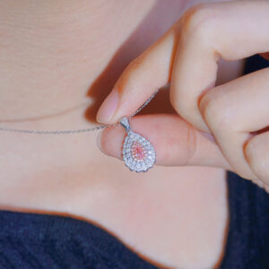 Teardrop pink diamond necklace with teardrop pendant  WX-103905