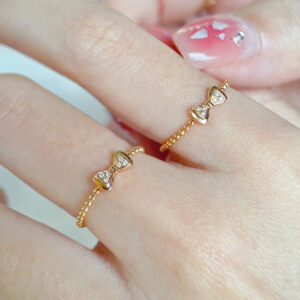Princess Bow Ring, 18k Diamond Bow Ring WX-103908