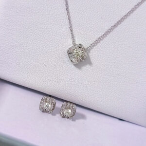New 18K Diamond Necklace Earrings Set WX-103930